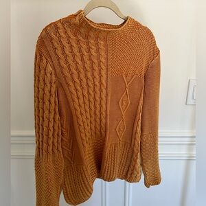 Tribal Jeans Chunky Cable Knit Sweater - Mustard